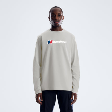 Men's Berghaus Big Logo Long Sleeve Tee - Stone