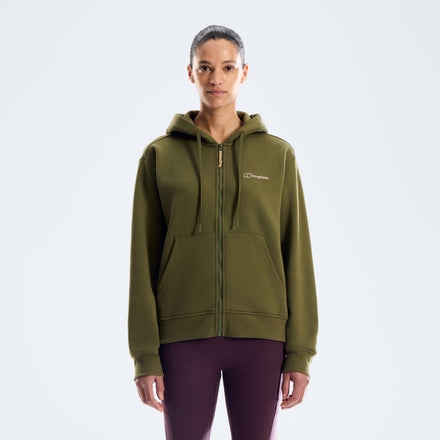 Women's Essential Logo Full Zip Hoodie - Green