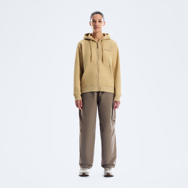 Women's Essential Logo Full Zip Hoodie - Light Brown