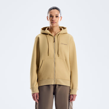 Women's Essential Logo Full Zip Hoodie - Light Brown