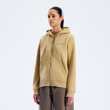 Women's Essential Logo Full Zip Hoodie - Light Brown