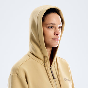 Women's Essential Logo Full Zip Hoodie - Light Brown