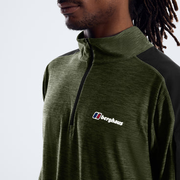Farndale+ Long Sleeve Half Zip Tech Tee - Jet Black/Hale Navy
