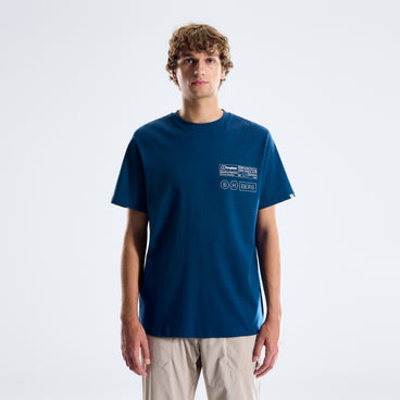 Men's Info Stamp T-Shirt - Dark Blue