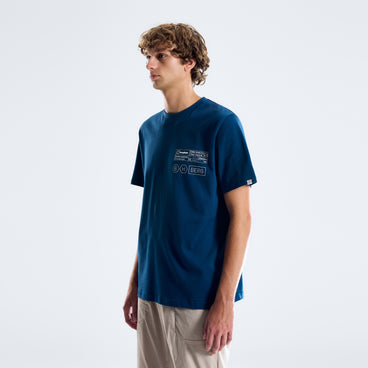 Men's Info Stamp T-Shirt - Dark Blue