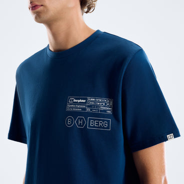 Men's Info Stamp T-Shirt - Dark Blue